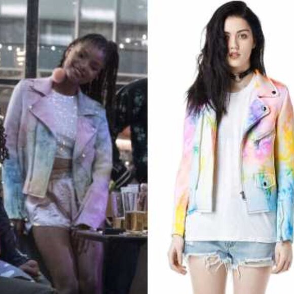 *RARE* UNIF I-Dye Tie Dye Moto Jacket Pastel Rainbow Multicolor - Picture 15 of 15